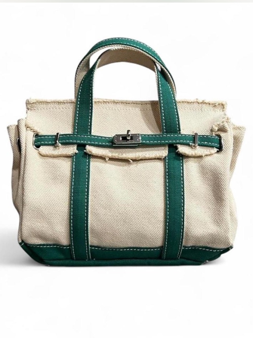 Green Sunwin Madaket Small Structured Canvas Turn-Lock Tote Boatkin Bag